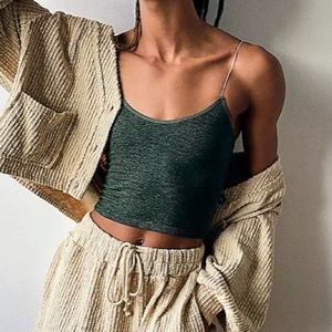 Free People Skinny Strap Seamless Brami Green